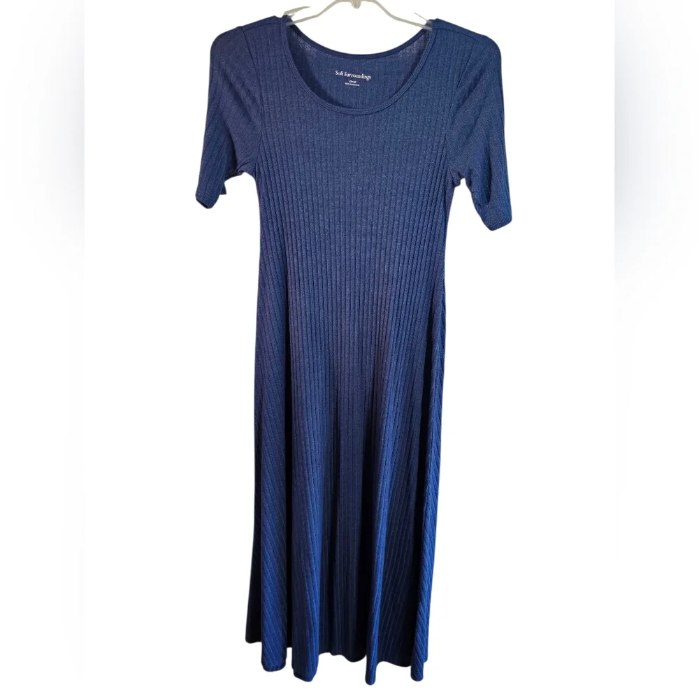 Soft Surroundings Womens XS Ribbed Knit Maxi Dress Elevated Minimalist Essential - Picture 2 of 6